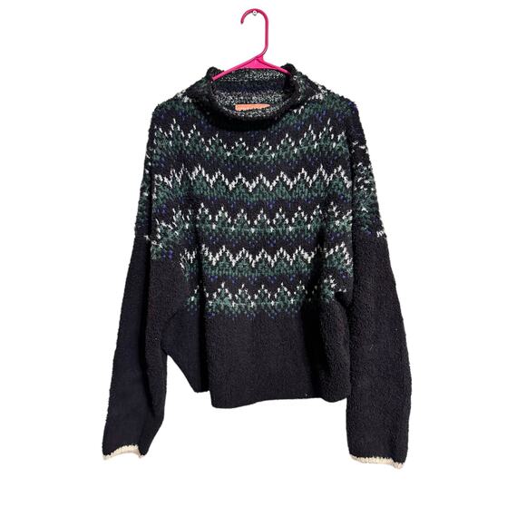 Anthropologie PILCRO Wool Alpaca Blend Oversized Fair Isle Sweater Size Medium - Picture 1 of 9